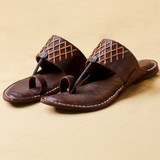 Men's Signature Leather Kolhapuri Chappal - BrownDodge Majesty by Spectrum