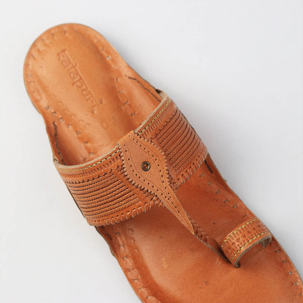 Rustic Allure – Orange-Brown Heritage Kolhapuri Chappal