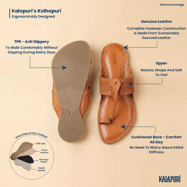 Rustic Allure – Orange-Brown Heritage Kolhapuri Chappal
