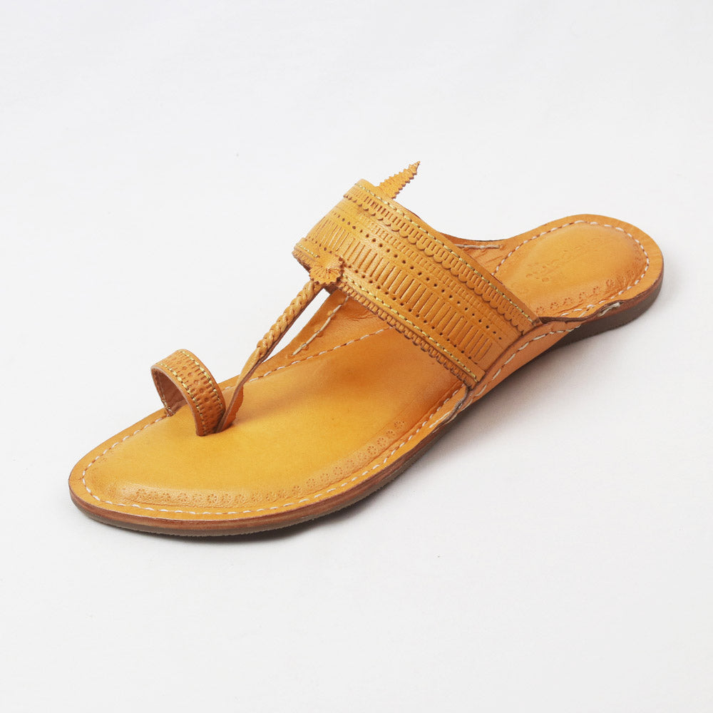 Punch Patta Indian yellow Kolhapuri chappal for men – view 8