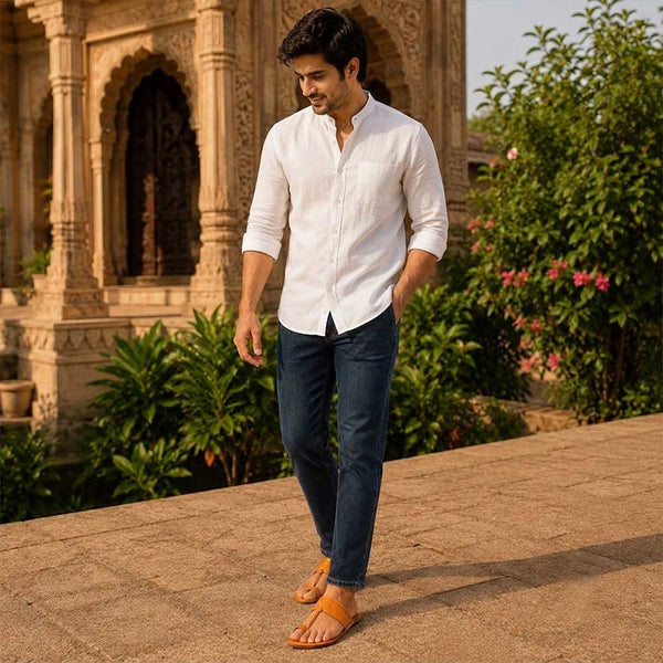 Chestnut Charm – Rustic Leather Kolhapuri for Modern Men