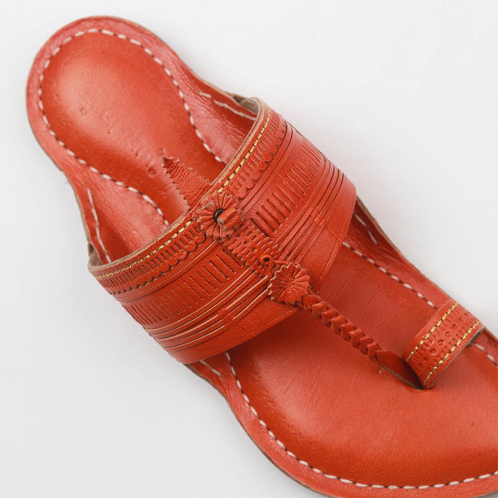 Puda Kapshi red Kolhapuri chappal for men – view 7