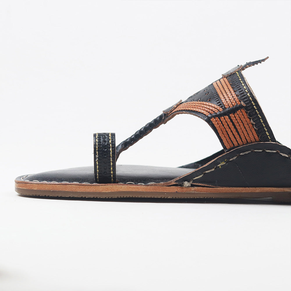 Teerkha Patta black Kolhapuri chappal for men – view 6
