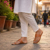 Men's Natural T-Strap Sandals