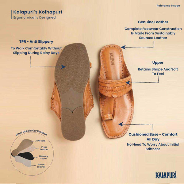 Men's Natural T-Strap Sandals