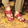 Cherry Red T-strap Kolhapuri men’s handcrafted leather sandal