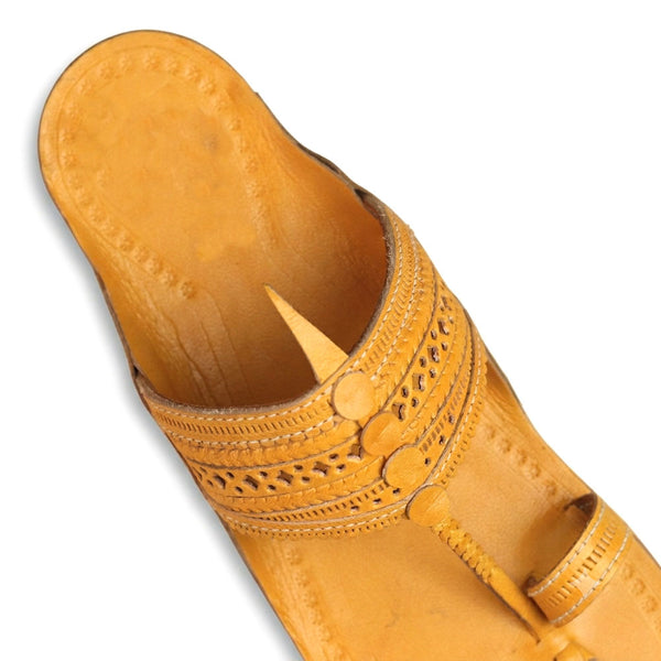Indian Yellow Handcrafted Kolhapuri Flats