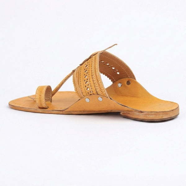 Indian Yellow Handcrafted Kolhapuri Flats