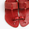 Veer Cherry Red Textured Kolhapuri Flats