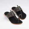 Kaala Shahi Black Handcrafted Kolhapuri Flats