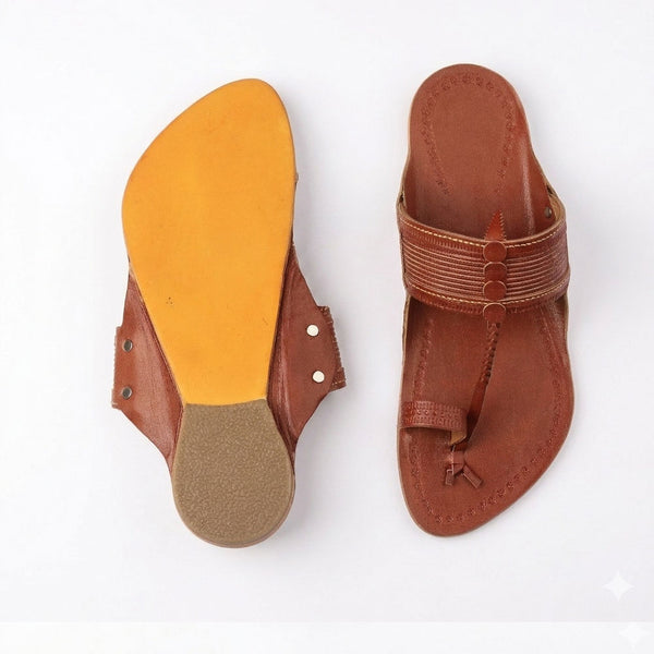 Peshwa Chestnut Handcrafted Kolhapuri Flats