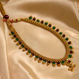 Combo of Green Pendant Tanmani With Pearls and Multi Coloured Thushi Necklace