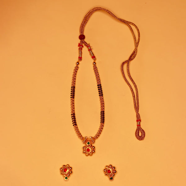 Elegant Golden Black Beads Thushi Necklace for Every Occasion