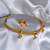 Traditional Gold Plated Necklace With Earing