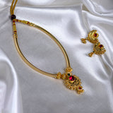 Chand Pipe Thushi Necklace With Pendant With Earing