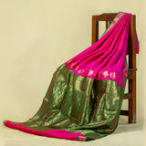 Unstitched Fuchsia Nauwari Saree