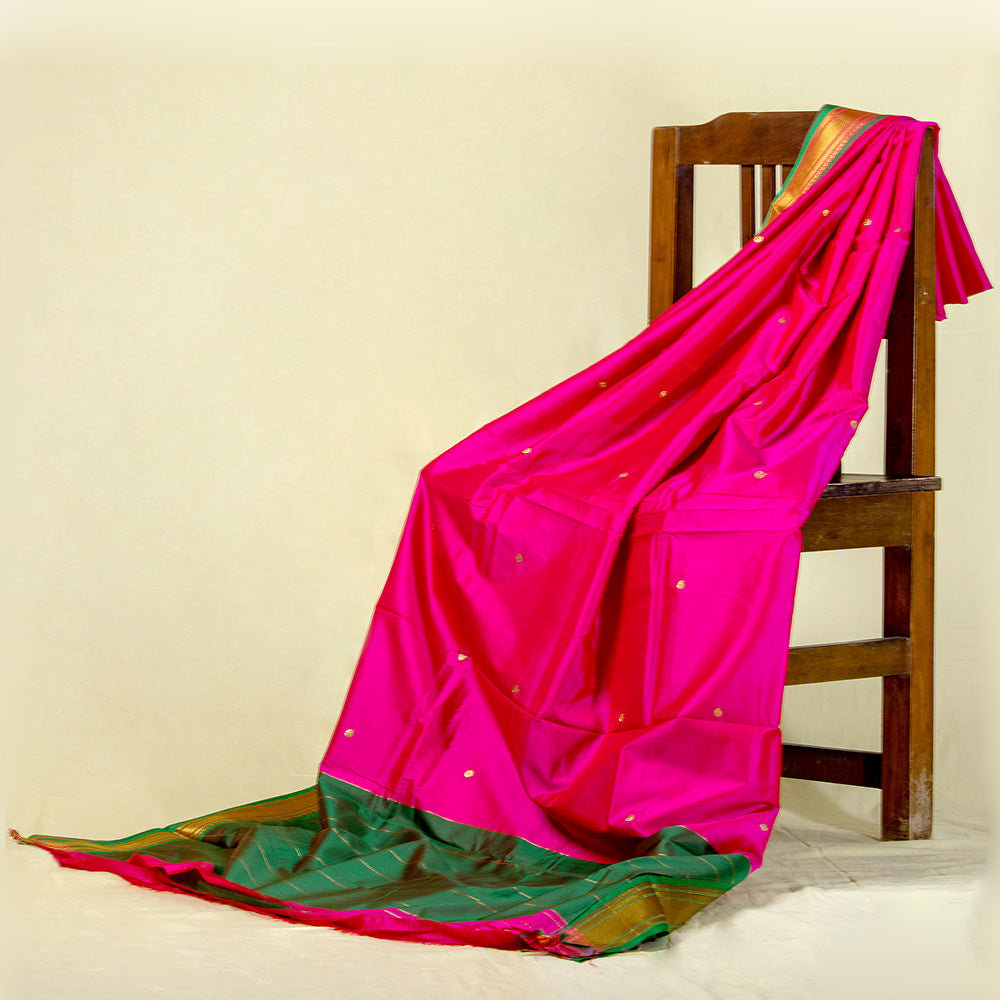 Unstitched Fuchsia Nauvari Saree - Bold Statement Fabric