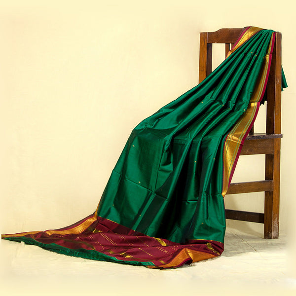 Unstitched Sea Green Nauvari Saree – Refreshing Ethnic Fabric