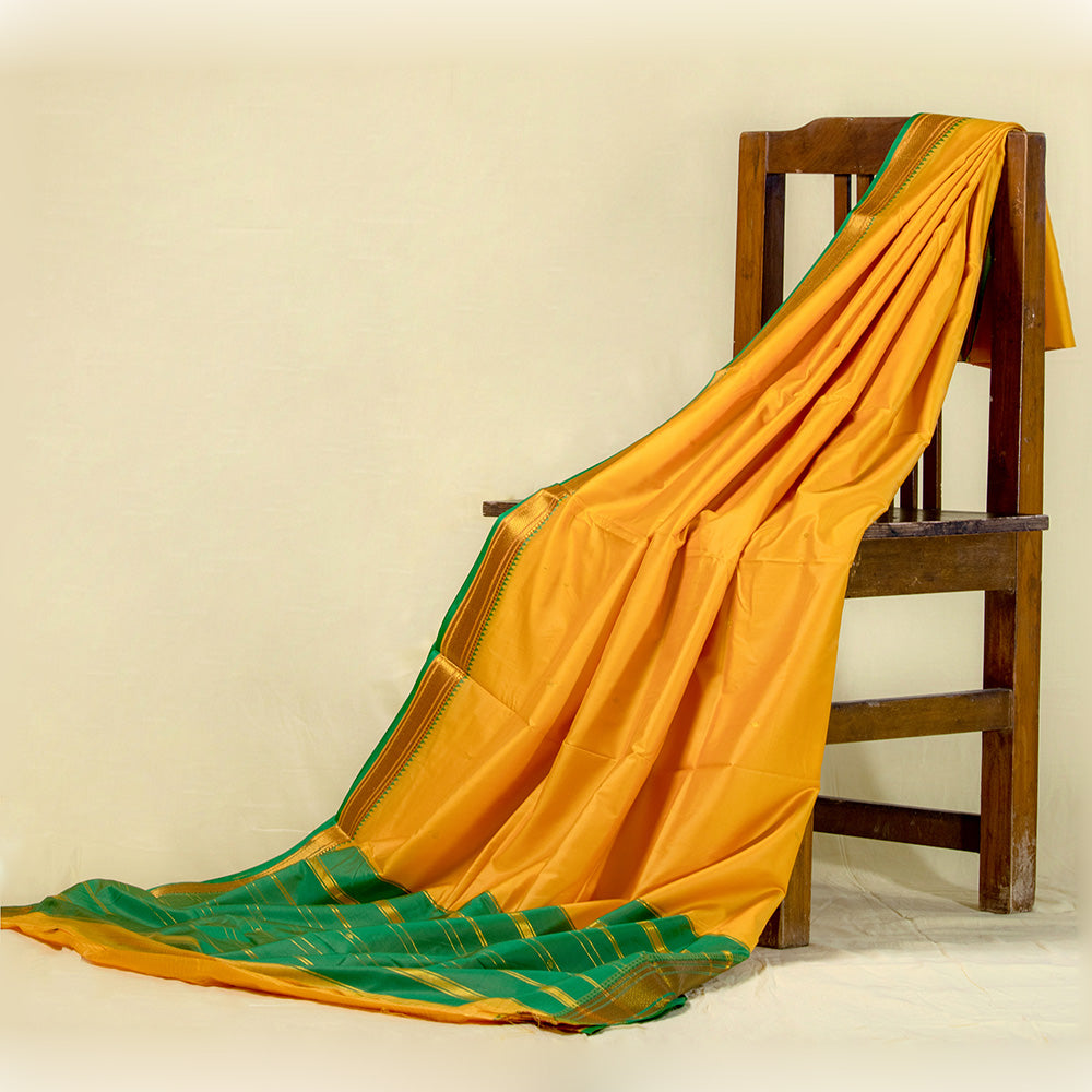 Unstitched Yellow Nauwari Saree - Bright Festive Weave