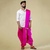 Fuchsia Premium Dhoti & Uparna Fabric Set – Cotton-Silk Amaze