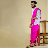 Unstitched Fuchsia Dhoti & Uparna