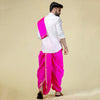 Fuchsia Premium Dhoti & Uparna Fabric Set – Cotton-Silk Amaze