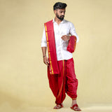 Unstitched Maroon Dhoti & Uparna