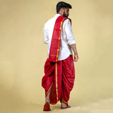 Unstitched Maroon Dhoti & Uparna