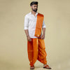 Orange Premium Dhoti & Uparna Fabric Set – Cotton-Silk Shine