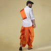 Orange Premium Dhoti & Uparna Fabric Set – Cotton-Silk Shine