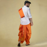 Unstitched Orange Dhoti & Uparna