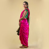 Unstitched Fuchsia Nauwari Saree