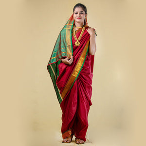 Readymade Maroon Nauvari Saree – Rich Heritage Pre-Stitched Saree