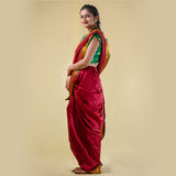 Maroon Unstitched Nauvari Saree