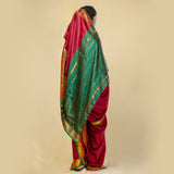 Maroon Unstitched Nauvari Saree