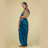 Unstitched Peacock Blue Nauvari Saree