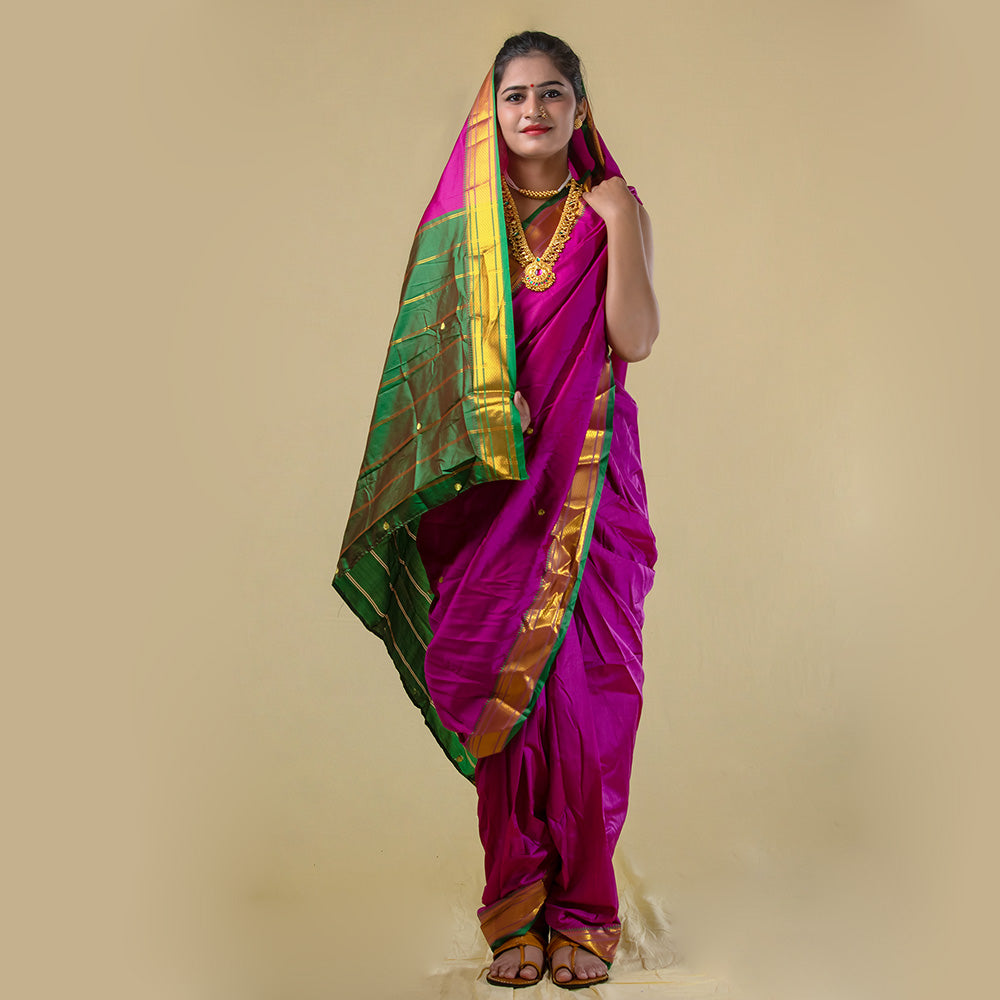 Readymade Pink Nauwari Saree - Soft Pastel Ready-to-Wear Saree