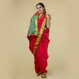 Unstitched Red Nauwari Saree