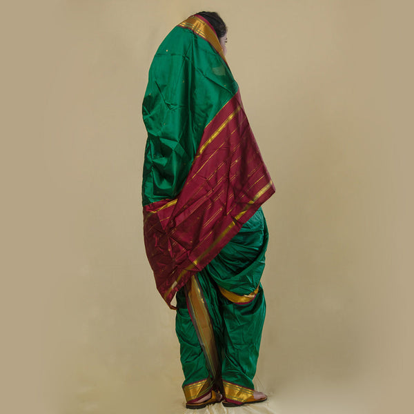 Unstitched Sea Green Nauvari Saree – Refreshing Ethnic Fabric