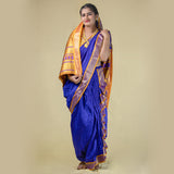 Readymade Ink Blue Nauwari Saree