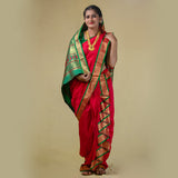 Readymade Red Nauwari Saree by Kalapuri