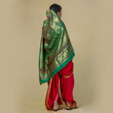 Readymade Red Nauwari Saree by Kalapuri