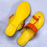 Women's Genuine Leather Kolhapuri Chappal - Footwear Frenzy: Get Funky With Yellow Orange Colors