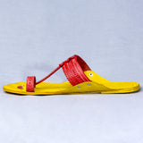 Women's Genuine Leather Kolhapuri Chappal - Footwear Frenzy: Get Funky With Yellow-Red Colors