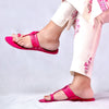 Women's Genuine Leather Kolhapuri Chappal - Artistic Punches & Flower In Pink Color