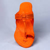 Women's Genuine Leather Kolhapuri Chappal - Braided Beauty Orange with Floral Die Punch