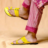 Women's Genuine Leather Kolhapuri Chappal - Classic Yellow Radiance