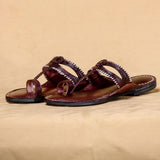 Women's Genuine Leather Kolhapuri Chappal - Radiant Plum Kolhapuri Charm