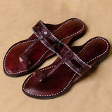 Women's Genuine Leather Kolhapuri Chappal - Radiant Plum Kolhapuri Charm