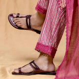 Women's Genuine Leather Kolhapuri Chappal - Radiant Plum Kolhapuri Charm